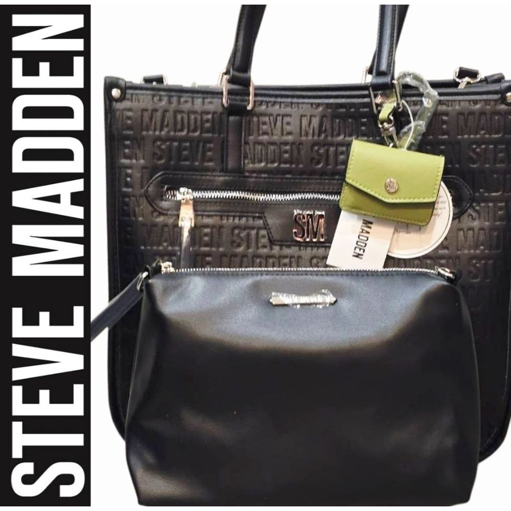 Steve Madden BSidra Logo Hangoff Satchel- Black